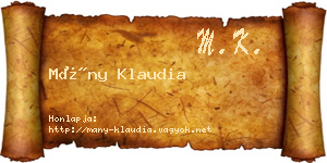Mány Klaudia névjegykártya