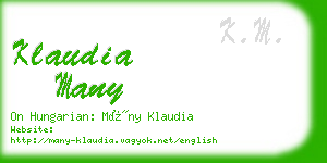 klaudia many business card